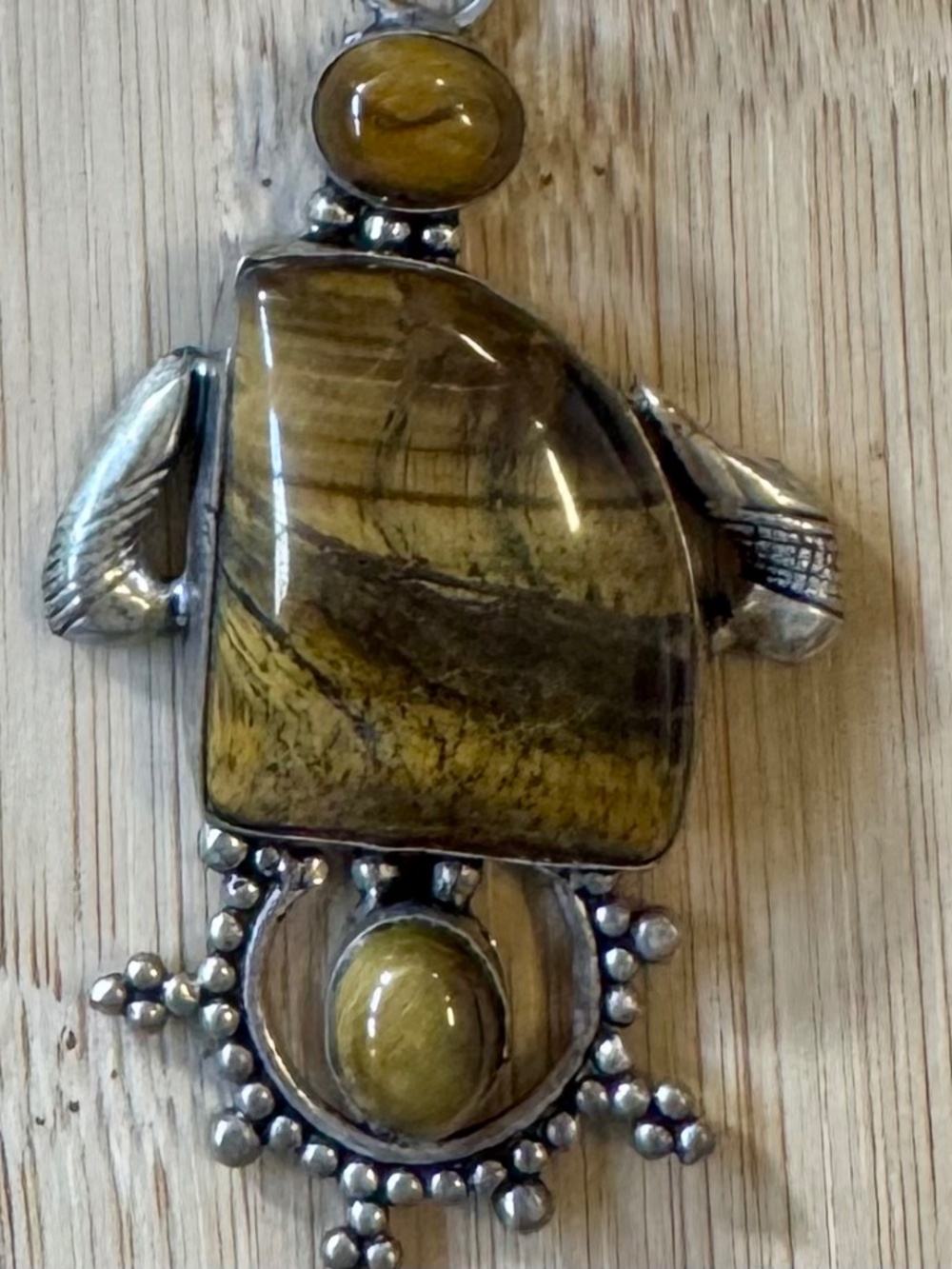 Silver and Petrified Wood Pendant -